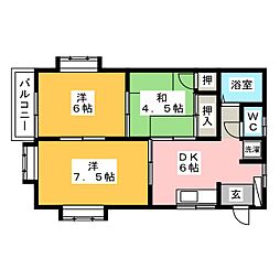 ハーバータウン2 3DKの間取図画像
