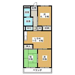 本宮ハイツ山田 3LDKの間取図画像