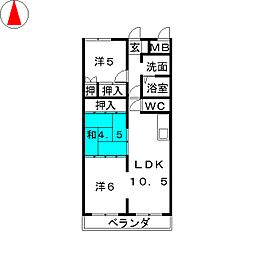 シャルム湊 3LDKの間取図画像