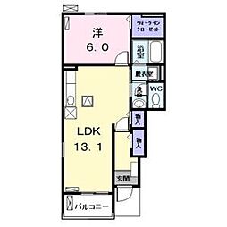 アイランド・ヴィレッジII 1階1LDKの間取り