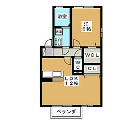 シンセリティ 2階1LDKの間取り