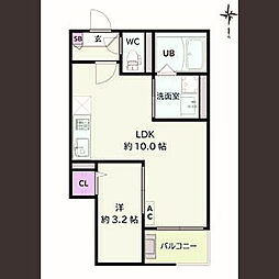 Jack minamijuichibanII 1LDKの間取図画像
