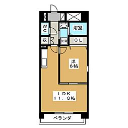 ヴァンオンズ 1LDKの間取図画像