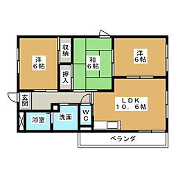 丸二ハイツ 3LDKの間取図画像