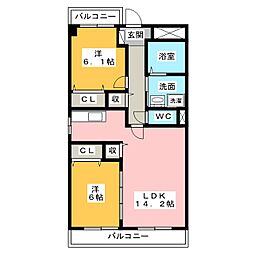 ビアンコ・ロッソ 2LDKの間取図画像
