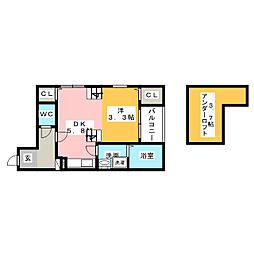 カーサルピナス.TR 1DKの間取図画像