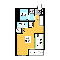 Miraile ワンルームの間取図画像