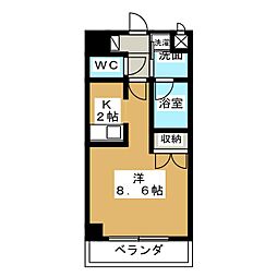 プリンセス・アイ 1Kの間取図画像