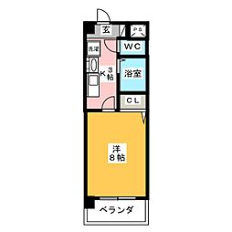 コンフォート幸 1Kの間取図画像