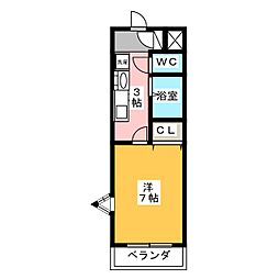 サニーコート2 1Kの間取図画像