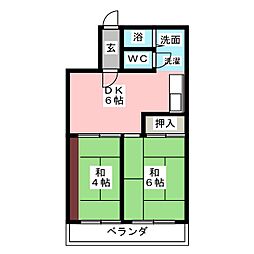 コーポ稲永北館 2DKの間取図画像