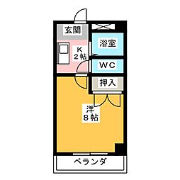 ラヴィアンローズ 1Kの間取図画像