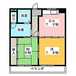 コーポラス吉桂 2DKの間取図画像