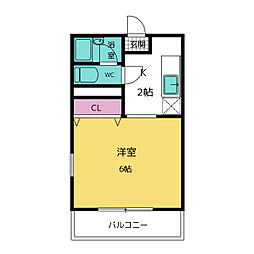 メゾンアンジュレ1 1Kの間取図画像
