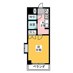 シティーライフ港陽 1Kの間取図画像