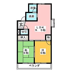 エステートMF館 2LDKの間取図画像