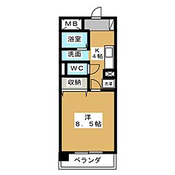 ベイシティ桔梗5 1Kの間取図画像