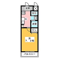 A・City港栄 1Kの間取図画像