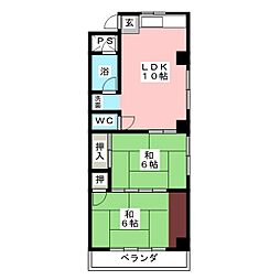 一社相互ビル 2DKの間取図画像