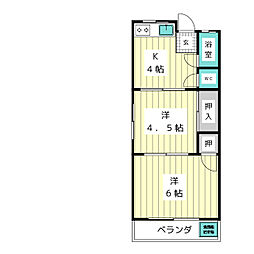 植園レジデンス 2Kの間取図画像