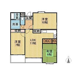セレーブル 4階3LDKの間取り