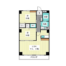 グローヴ大久手B 2LDKの間取図画像