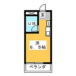 第28プロスパー上社 1階ワンルームの間取り