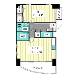 ｌａ　ｃａｍｐａｎｅｌｌａ 7階1LDKの間取り