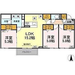 名古屋市名東区社台2丁目アパート 3LDKの間取図画像