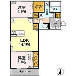 名古屋市名東区上菅2丁目アパート 2LDKの間取図画像