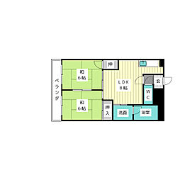 富弘ビル 2DKの間取図画像