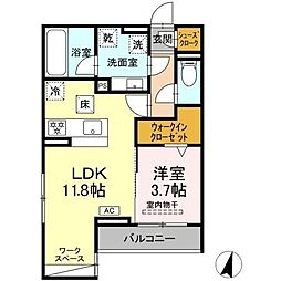 アメニティコート 1LDKの間取図画像