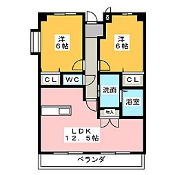 プライム伸和 2LDKの間取図画像