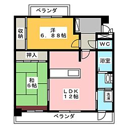 ル・レーブ貴船 2LDKの間取図画像