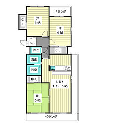 ドエル平和が丘 3LDKの間取図画像