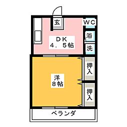HILLLOCK167 1Kの間取図画像