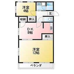 加藤マンションS 2DKの間取図画像