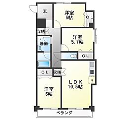 URBANSQUARE3 3LDKの間取図画像