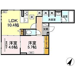 ルサンティエ一社 2LDKの間取図画像