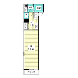 クレスト牧の里 1Kの間取図画像