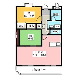 フォレスタヤシロガオカ 2LDKの間取図画像