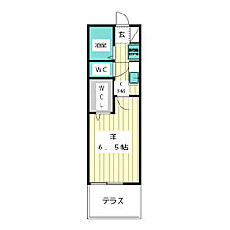 カーサ山田 1Kの間取図画像