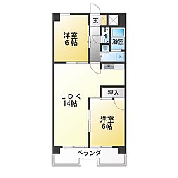 竹越ハイツ 2LDKの間取図画像