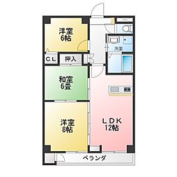 啓周マンションB棟 3LDKの間取図画像