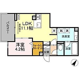D-SOLIS一社 1LDKの間取図画像