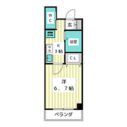 ビラージュ星ケ丘 1Kの間取図画像