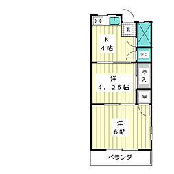 植園レジデンス 2Kの間取図画像