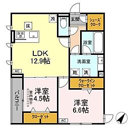 D-SOLIS一社 2LDKの間取図画像