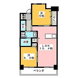 リエンピーレ一色 2LDKの間取図画像