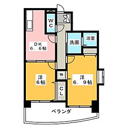 ベルメゾン花筐 2DKの間取図画像